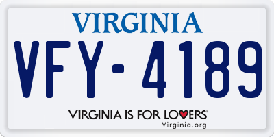 VA license plate VFY4189