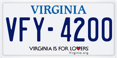 VA license plate VFY4200