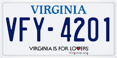 VA license plate VFY4201