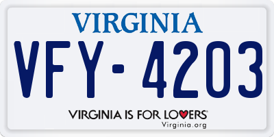 VA license plate VFY4203
