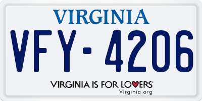 VA license plate VFY4206