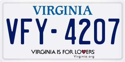 VA license plate VFY4207