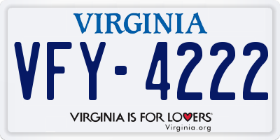 VA license plate VFY4222
