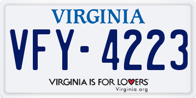 VA license plate VFY4223