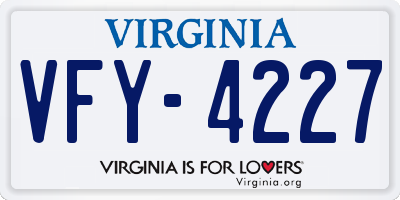 VA license plate VFY4227