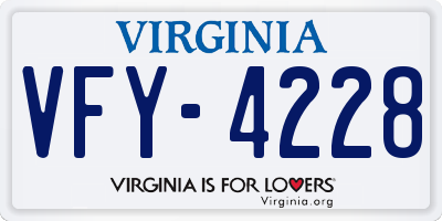 VA license plate VFY4228