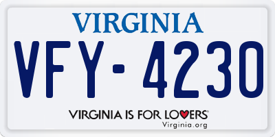 VA license plate VFY4230