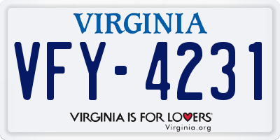 VA license plate VFY4231