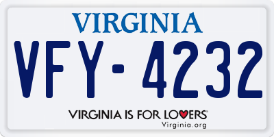 VA license plate VFY4232
