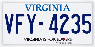 VA license plate VFY4235