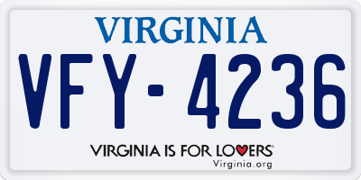 VA license plate VFY4236
