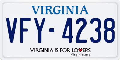 VA license plate VFY4238
