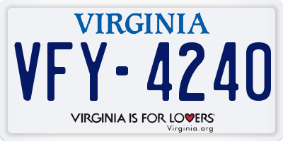 VA license plate VFY4240