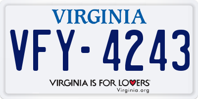 VA license plate VFY4243