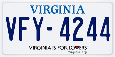 VA license plate VFY4244