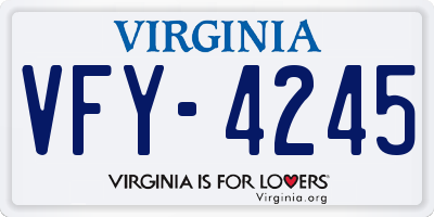 VA license plate VFY4245