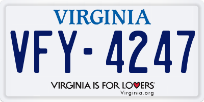 VA license plate VFY4247