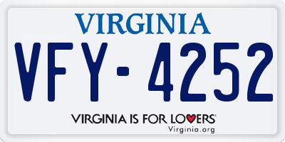 VA license plate VFY4252