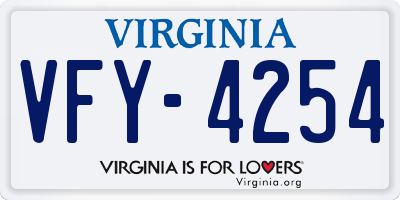 VA license plate VFY4254