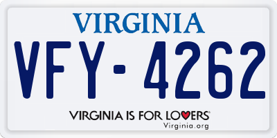 VA license plate VFY4262
