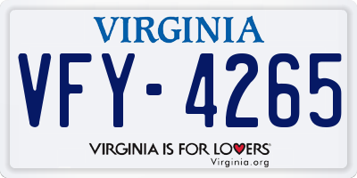 VA license plate VFY4265
