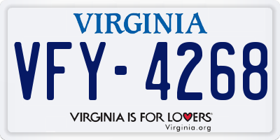 VA license plate VFY4268