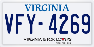VA license plate VFY4269