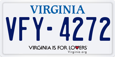 VA license plate VFY4272