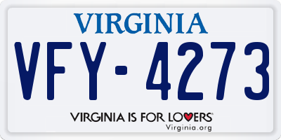 VA license plate VFY4273