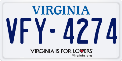 VA license plate VFY4274