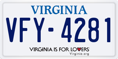 VA license plate VFY4281