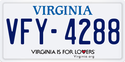 VA license plate VFY4288