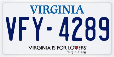 VA license plate VFY4289