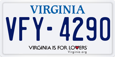 VA license plate VFY4290