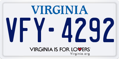 VA license plate VFY4292
