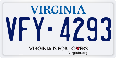 VA license plate VFY4293