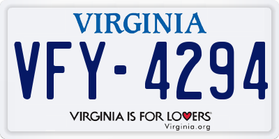 VA license plate VFY4294