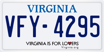 VA license plate VFY4295
