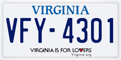 VA license plate VFY4301