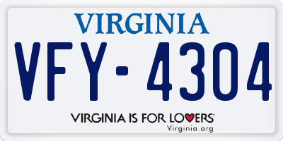 VA license plate VFY4304