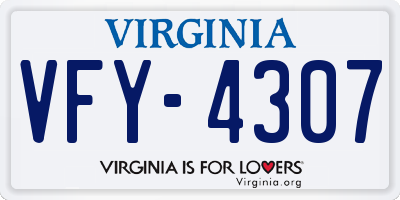 VA license plate VFY4307