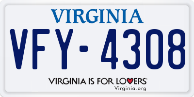 VA license plate VFY4308