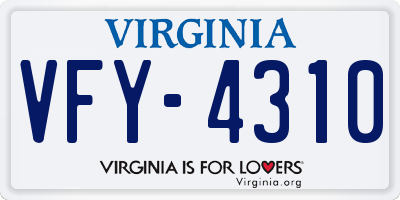 VA license plate VFY4310