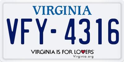 VA license plate VFY4316