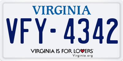VA license plate VFY4342