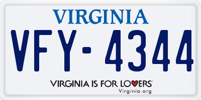VA license plate VFY4344
