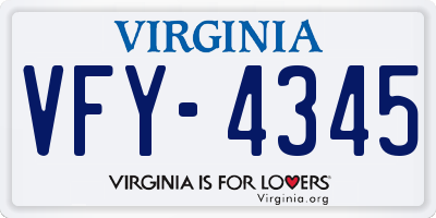 VA license plate VFY4345