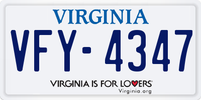 VA license plate VFY4347