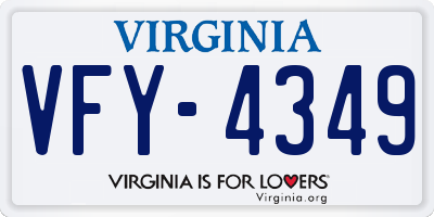 VA license plate VFY4349