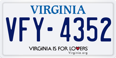 VA license plate VFY4352